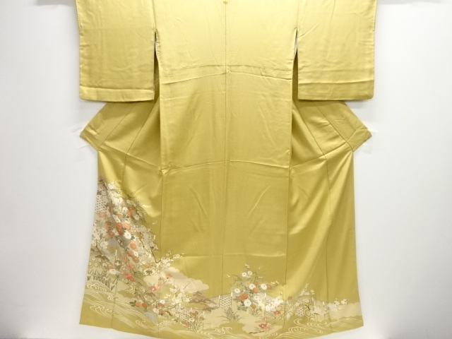 JAPANESE KIMONO / IRO-TOMESODE / KINSAI / FLORAL CART